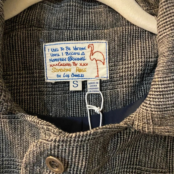 NWT Free People x Sandrine Rose Kyoto black/grey plaid wool blend jacket small - Picture 4 of 6